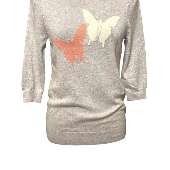 Weatherproof Vintage Sweater Soft Cotton Cashmere Butterfly Design Gray W XS NWT - Picture 4 of 10